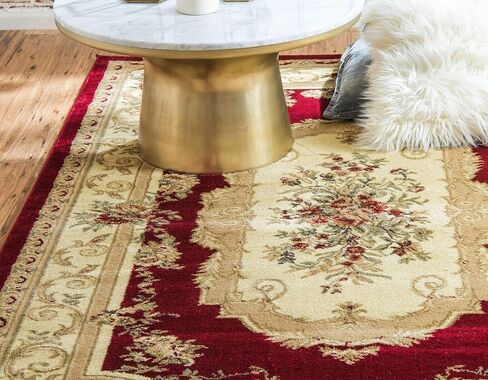 سجادة منطقة فرساي فريدة من نوعها من مجموعة Loom Versailles الكلاسيكية التقليدية ذات الزخارف الزهرية (2' 2 × 3' 0 مستطيلة، عنابي/عاجي) in Saudi Arabia