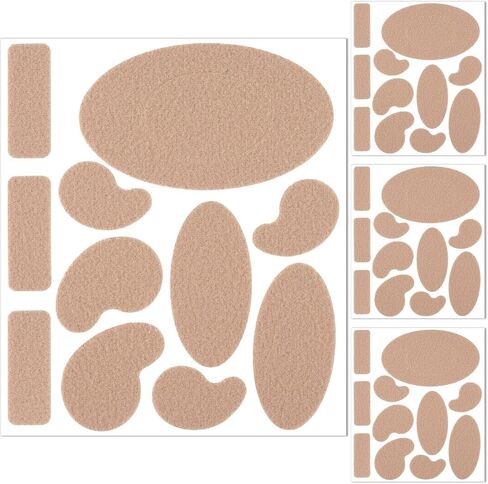 4 Sheets Moleskin Adhesive Pads, Multi-Shapes Moleskin Tape, Moleskin Strips Prevention Pads Anti-Wear Mole Skin Patch for Feet Heels- Nude Color in Saudi Arabia