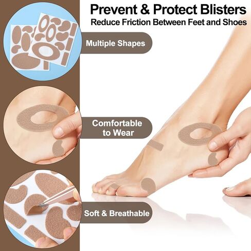 4 Sheets Moleskin Adhesive Pads, Multi-Shapes Moleskin Tape, Moleskin Strips Prevention Pads Anti-Wear Mole Skin Patch for Feet Heels- Nude Color in Saudi Arabia