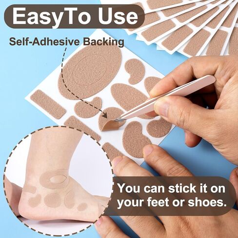 4 Sheets Moleskin Adhesive Pads, Multi-Shapes Moleskin Tape, Moleskin Strips Prevention Pads Anti-Wear Mole Skin Patch for Feet Heels- Nude Color in Saudi Arabia