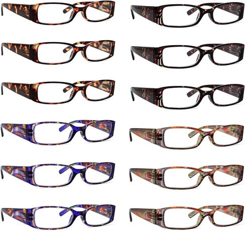 LUR 12 Pack Reading Glasses for Women Ladies Stylish Readers with Spring Hinge in Kuwait