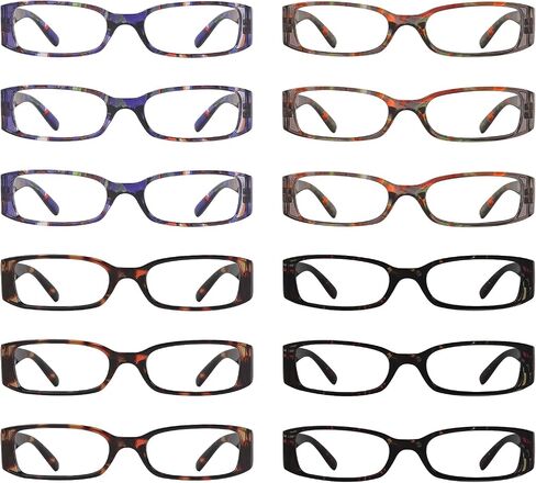 LUR 12 Pack Reading Glasses for Women Ladies Stylish Readers with Spring Hinge in Kuwait