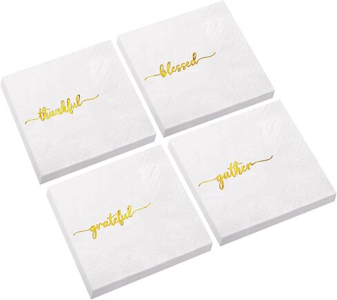 100 Packs Thanksgiving Napkins Disposable Thankful Grateful Blessed Decoration Napkins Fall Cocktail Beverage Hand Paper Towels for Thanksgiving Party Supplies Tableware Decor,5 x 5 Inchinches in Saudi Arabia