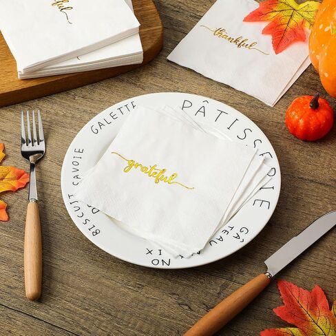 100 Packs Thanksgiving Napkins Disposable Thankful Grateful Blessed Decoration Napkins Fall Cocktail Beverage Hand Paper Towels for Thanksgiving Party Supplies Tableware Decor,5 x 5 Inchinches in Saudi Arabia