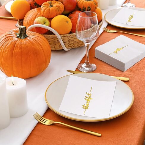 100 Packs Thanksgiving Napkins Disposable Thankful Grateful Blessed Decoration Napkins Fall Cocktail Beverage Hand Paper Towels for Thanksgiving Party Supplies Tableware Decor,5 x 5 Inchinches in Saudi Arabia