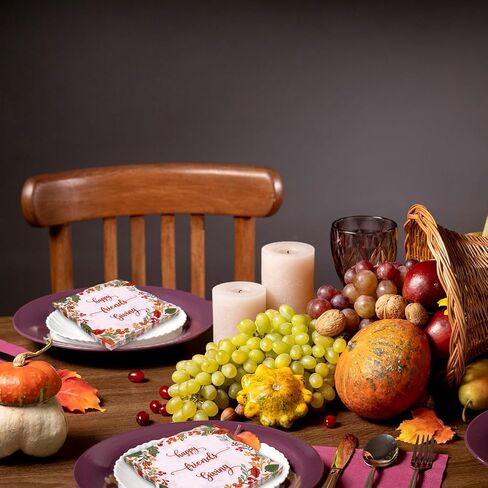 100 Pack Friendsgiving Napkins 5 x 5in Autun Leaves Disposable Paper Napkins Thanksgiving Fingertip Napkins for Happy Friendsgiving Fall Harvest Party Dinners Decorations in Kuwait