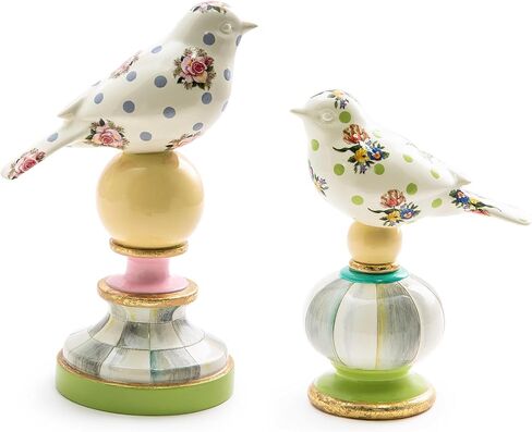 MACKENZIE-CHILDS Bird Topiaries, Decorative Bird Decor for Living Room or Bedroom Table Decor, Set of 2, Wildflowers in Kuwait