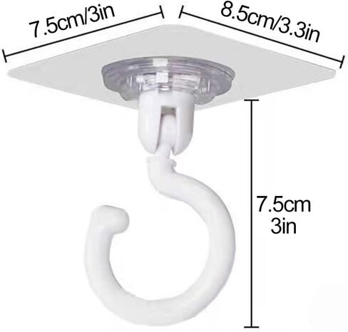 12 PCS Adhesive Hooks 360°Rotating,3 Inch Ceiling Heavy Duty Wall Hooks Under Cabinet Coat Hooks Swivel Utility Hook for Hanging Clothes,Bag,Hat,Black in Saudi Arabia