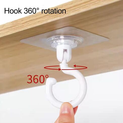 12 PCS Adhesive Hooks 360°Rotating,3 Inch Ceiling Heavy Duty Wall Hooks Under Cabinet Coat Hooks Swivel Utility Hook for Hanging Clothes,Bag,Hat,Black in Saudi Arabia