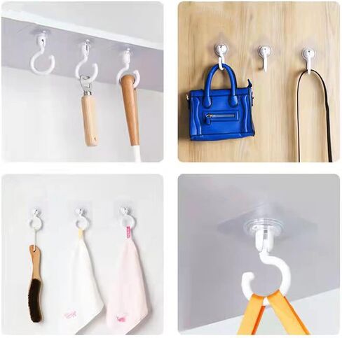 12 PCS Adhesive Hooks 360°Rotating,3 Inch Ceiling Heavy Duty Wall Hooks Under Cabinet Coat Hooks Swivel Utility Hook for Hanging Clothes,Bag,Hat,Black in Saudi Arabia