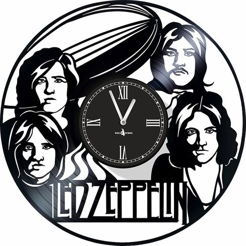 ساعة حائط من الفينيل الأسود مقاس 12 بوصة مع موضوع LED ZEPPELIN - حركة كوارتز صامتة - سهلة التعليق in Saudi Arabia