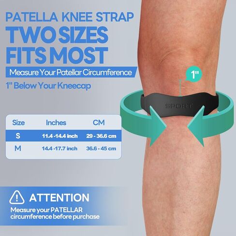 Silicone Knee Patellar Tendon Support Strap - 2 Pack Patella Band for Tendonitis Jumpers Pain Relief - Knee Brace for Men & Women - Knee Band Stabilizer for Running Sports Basketball Hiking (Black, Small) in Kuwait