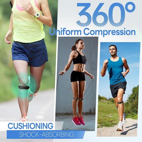 Silicone Knee Patellar Tendon Support Strap - 2 Pack Patella Band for Tendonitis Jumpers Pain Relief - Knee Brace for Men & Women - Knee Band Stabilizer for Running Sports Basketball Hiking (Black, Small) in Kuwait
