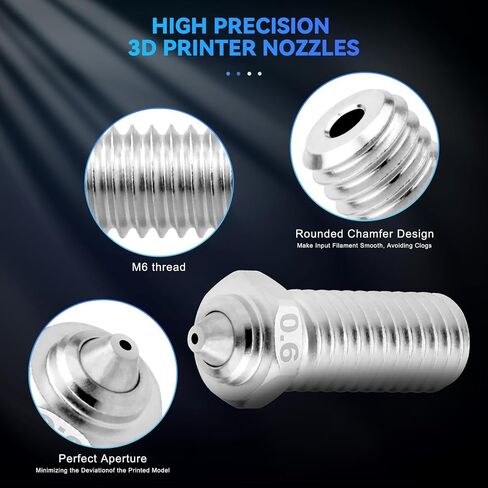 2 PCS Qidi X-Max 3 Bimetal 0.6mm Nozzle Made of Hardened Steel and Copper Plated Material, 3D Printer Nozzle Kit, for R Qidi Q1 Pro/X-Smart3/X-Plus3/X-Max3 Metal 3D Printer in Saudi Arabia