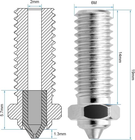 2 PCS Qidi X-Max 3 Bimetal 0.6mm Nozzle Made of Hardened Steel and Copper Plated Material, 3D Printer Nozzle Kit, for R Qidi Q1 Pro/X-Smart3/X-Plus3/X-Max3 Metal 3D Printer in Saudi Arabia