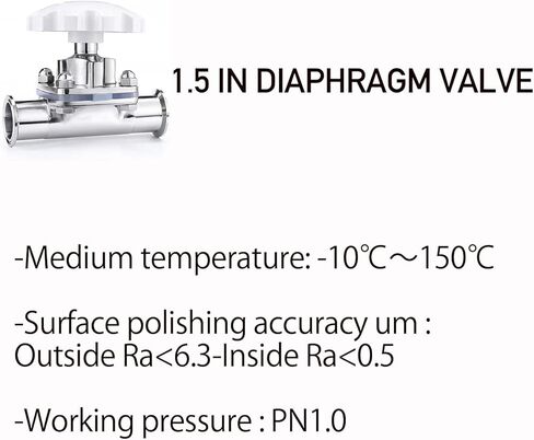 1.5 في صمام الحجاب الحاجز، صمام Triclamp من الفولاذ المقاوم للصدأ، EPDM PTFE، ختم راتنج السيليكون للتحكم في السوائل فائقة النقاء الكاشطة المسببة للتآكل، صمام مزورة ثلاثي المشبك in Kuwait