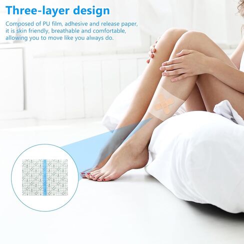 Dohia Transparent Stretch Adhesive Bandage Film Dressing Stretch Adhesive Waterproof Bandage Cover Bandage Film Dressing Clear Shower Protector D1-FST in Kuwait
