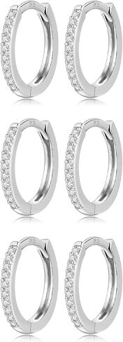 11 pairs Hypoallergenic Surgical Steel Flat Back Earring Tiny stud Earrings | Sterling Silver Small Hoop Earrings for Women Men Cartilage Earrings Hoop in Saudi Arabia