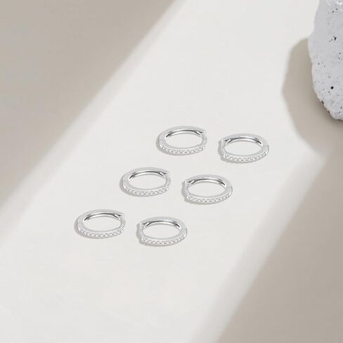 11 pairs Hypoallergenic Surgical Steel Flat Back Earring Tiny stud Earrings | Sterling Silver Small Hoop Earrings for Women Men Cartilage Earrings Hoop in Saudi Arabia