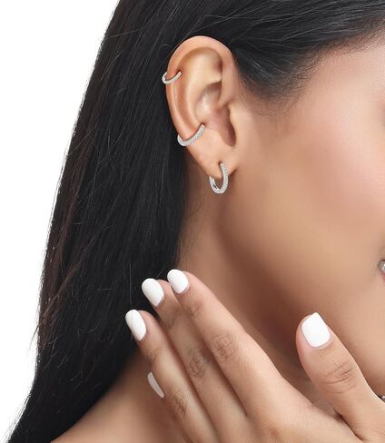 11 pairs Hypoallergenic Surgical Steel Flat Back Earring Tiny stud Earrings | Sterling Silver Small Hoop Earrings for Women Men Cartilage Earrings Hoop in Saudi Arabia