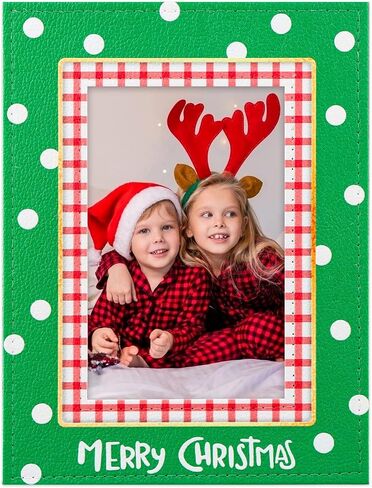 Merry Christmas Frame - Green Leather Christmas Picture Frame 4x6 Photo Christmas Decoration Frame Gifts for Women Men Kids Family Friends in Saudi Arabia