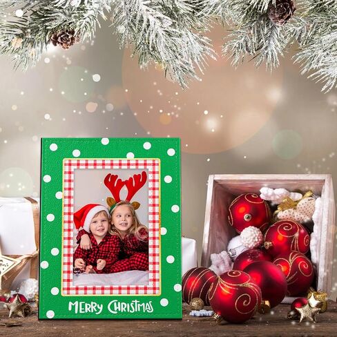 Merry Christmas Frame - Green Leather Christmas Picture Frame 4x6 Photo Christmas Decoration Frame Gifts for Women Men Kids Family Friends in Saudi Arabia