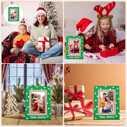 Merry Christmas Frame - Green Leather Christmas Picture Frame 4x6 Photo Christmas Decoration Frame Gifts for Women Men Kids Family Friends in Saudi Arabia