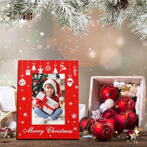 Merry Christmas Frame - Green Leather Christmas Picture Frame 4x6 Photo Christmas Decoration Frame Gifts for Women Men Kids Family Friends in Saudi Arabia