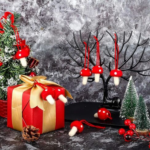 Felt Mushroom Christmas Mushroom Decorations Xmas Hanging Ornament Christmas Tree Ornament Decorations for Christmas Wedding Holiday Daily Life (12 Pieces) in Saudi Arabia