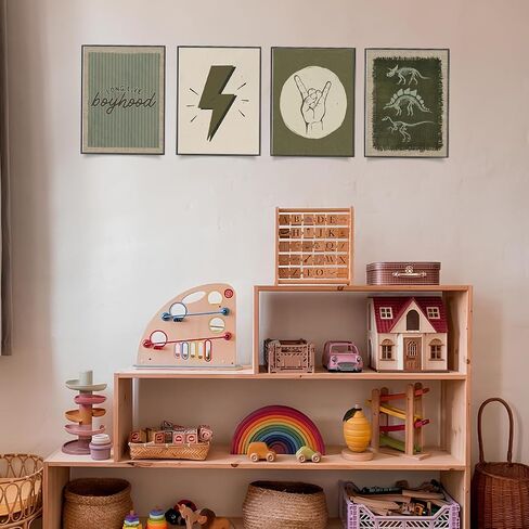 Wheatwin Playroom Decor, Long Live Boyhood Wall Art Prints Set of 4, Boy Room Decor, Sage Green Dinosaur Playroom Boy Nursery Decor, 8x10 (Unframed) in Kuwait