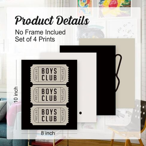 Wheatwin Playroom Decor, Long Live Boyhood Wall Art Prints Set of 4, Boy Room Decor, Sage Green Dinosaur Playroom Boy Nursery Decor, 8x10 (Unframed) in Kuwait