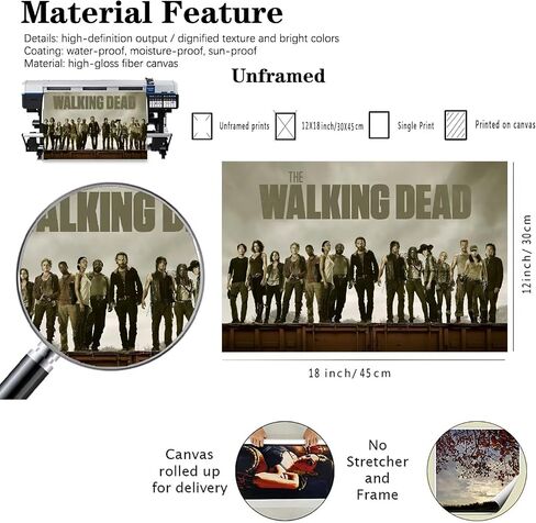The Poster TV Walking Dead POSTER 12x18inches Unframed Canvas Decoration For Home Garden Room Aesthetic Wall Art Zombie Theme in Saudi Arabia