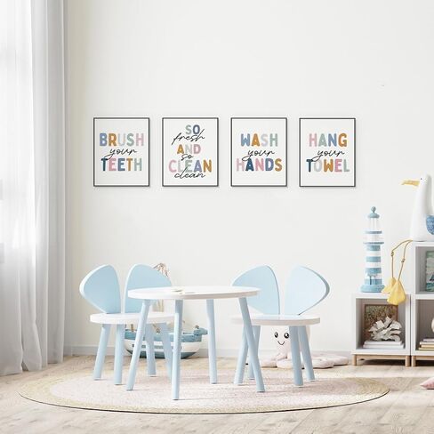 ETVISO Kid Bathroom Decor,Nursery Wall Art Prints,Funny Bathroom Wash Your Hands Signs Prints,Kids Bathroom Wall Art Posters Picture,8x10 Inch Set Of 4 Unframed in Kuwait