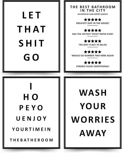 ETVISO Kid Bathroom Decor,Nursery Wall Art Prints,Funny Bathroom Wash Your Hands Signs Prints,Kids Bathroom Wall Art Posters Picture,8x10 Inch Set Of 4 Unframed in Kuwait