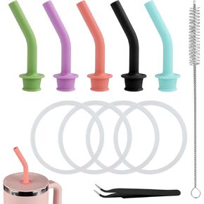 3pcs Press-in Straw Replacement for Hydroflask for All Around Travel Tumbler, Silicone Reusable Straw with Lid Seal Ring Washers for Hydroflask Accessories for Hydro Flask Travel Tumbler 32oz 40oz