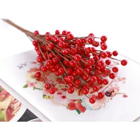 12 Pack 12.5 Inch Artificial Red Berry Stems, Holly Berry Picks Red Berry Branches Ornaments for Christmas Tree Decor Wreath Decoration DIY Crafts Candle Rings Home Holiday Wedding Decor