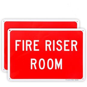 2-Pack Fire Riser Room Sign, 10"x 7" .04" Aluminum Reflective Sign Rust Free Aluminum-UV Protected and Weatherproof