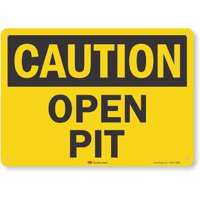 SmartSign “Caution - Open Pit" Sign | 10" x 14" 3M Reflective Aluminum