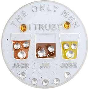 NAVIKA The Only Men I Trust, Jim, Jack, Jose Austrian Crystal Golf Ball Marker with Magnetic Hat Clip