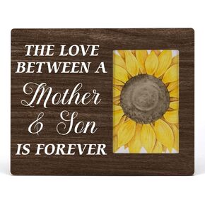 HOIJAUMAI Mother & Son Wood Picture Frame Gift, the Love Between a Mother & Son is Forever Wooden Photo Frame for Mom, Tabletop and Wall Mounting, Display Photo 4x6 inch