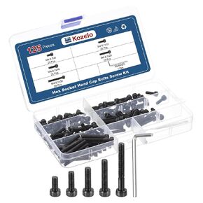 100pcs M5 Socket Head Cap Screws Bolts Nuts Assortment Kit - [M5x8/12/16/20/30mm] Alloy Steel Fully Threaded Black Oxide 12.9 Internal Hex Screw for 3D Printer Use, with Wrench