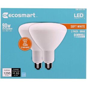 EcoSmart 90-Watt Equivalent BR40 Dimmable LED Light Bulb, Soft White (2-Pack