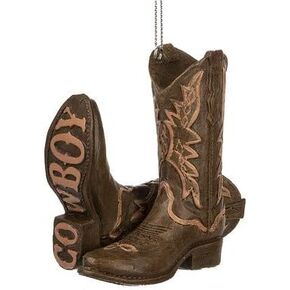 Brown Cowboy Boot Christmas Tree Ornament