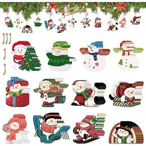 48 Pieces Gnome Ornaments for Christmas Tree, Assorted Gnome Wooden Hanging Ornaments Christmas Tree Hanging Decorations Holiday Party Supplies