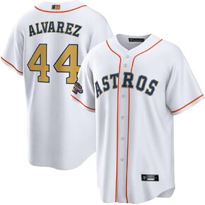 Outerstuff Yordan Alvarez Houston Astros White Kids Youth 4-20 Cool Base Gold Program Home Player Jersey Medium 10-12