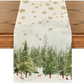 Artoid Mode Xmas Trees Snowflakes Gifts Christmas Table Runner, Seasonal Kitchen Dining Table Decoration for Outdoor Home Party 13x72 Inch