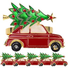 DOITOOL 6Pcs Christmas Napkin Rings,Christmas Napkin Holder Metal Napkin Rings for Christmas Dinners,Table Decoration,Christmas Tree Napkin Ring Xmas Party Supplies