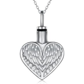Angel Wing Urn Necklaces for Ashes 925 Sterling Silver Urn Necklace for Ashes Cremation Jewelry for Ashes for Women Men Cherish Memories Jewelry