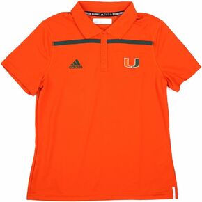 adidas Miami Hurricanes NCAA Women Orange Sideline Performance Climacool Primary Logo Shirt (L)