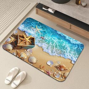 YCT - Bath Rugs for Bathroom - Non Slip Bathtub Mat - Absorbent Bath Mat Quick Dry - Shower Mats for in Front of Bathtub Shower Room Sink (Ocean 4, 15.7" x 23.6")
